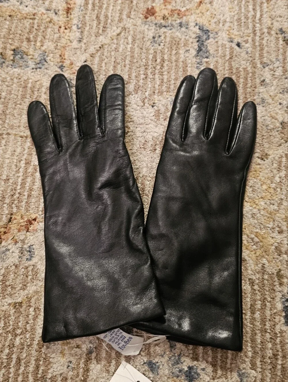 NWT Vintage Fownes Black Leather Gloves With Cashmere Lining Sz 7.5